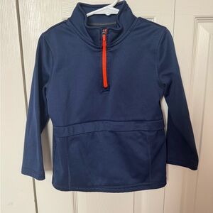 Cat & Jack Little Boys Navy Blue Quarter-Zip Pullover with Orange Zipper